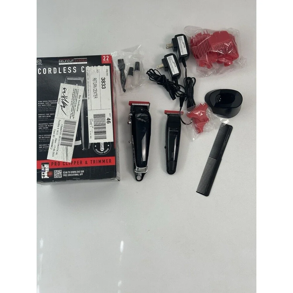 Self Cut System Cordless Pro Hair Clipper Beard T Blade Trimmer Combo Kit Set